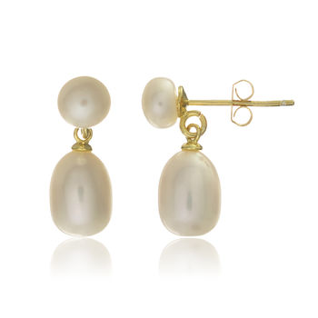 Glebe Double White Pearl And Gold Plated Drop Earrings, 2 of 3