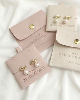 Bridesmaid Knot Pearl Earrings Bridal Party Gift, 2 of 3