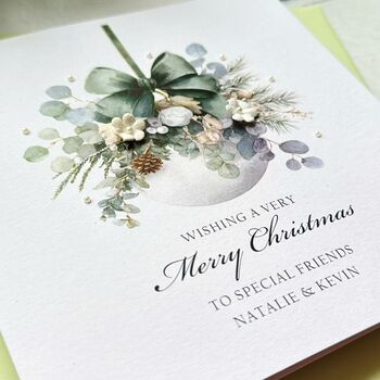 Special Friends Personalised Christmas Card, Eucalyptus Bauble Design, 2 of 5