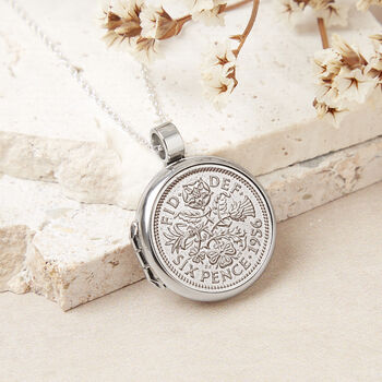 70th Birthday 1956 Sixpence Locket Necklace, 2 of 7
