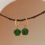 Botan Flower Natural Green Jade Huggie Hoop Earrings, thumbnail 7 of 10