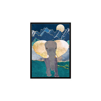 Framed Elephant Blue Mountain Safari Wall Art Print, 4 of 6