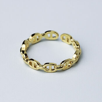 Gold Colour Sterling Silver Chain Link Adjustable Ring, 2 of 5