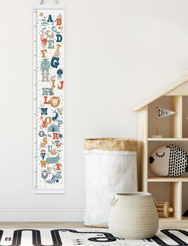 Personalised Animal Alphabet Canvas Height Chart, 3 of 9