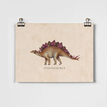Vintage Stegosaurus Dinosaur Children's Art Print, 2 of 4