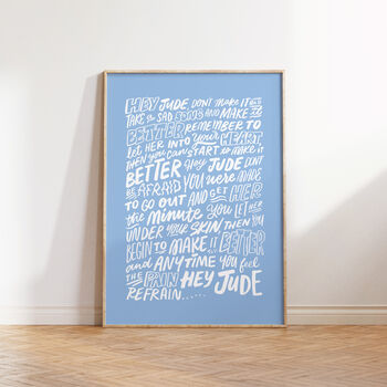 Hey Jude, Beatles Song Lyrics Wall Art, 7 of 11