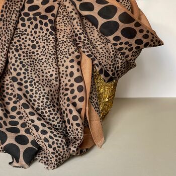 Taupe Scarf With Cheetah Print, 3 of 3