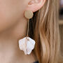 White Hand Painted Rose Petal Drop Earrings, thumbnail 2 of 3