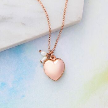 Heart Locket Rose Gold Plated Sterling Silver Necklace, 4 of 10