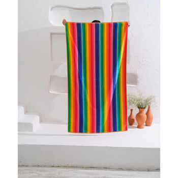 Beach Towel Multicolour Bright Rainbow, 7 of 7
