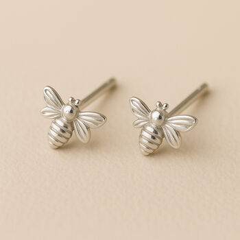 Sterling Silver Small Bee Stud Earrings, 9 of 9