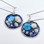 Real Blue Flowers Black Earrings Handmade Silver Or Gold Hypoallergenic, thumbnail 1 of 10