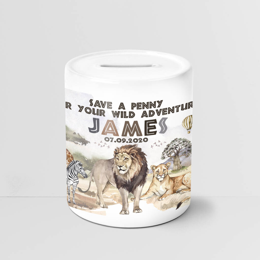 Personalised Wild Safari Ceramic Money Box, 1 of 6
