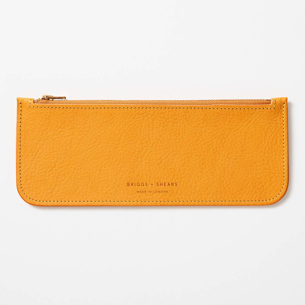 Yellow Leather Pencil Case By BRIGGS + SHEARS | notonthehighstreet.com