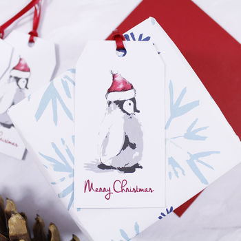 Santa Hat Penguin Christmas Gift Tag, 2 of 3