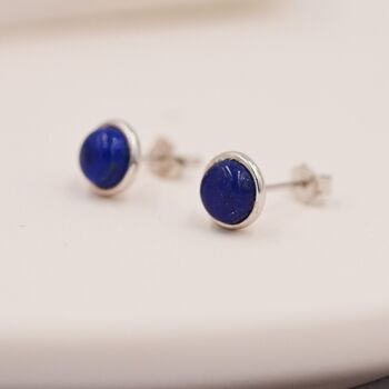 Natural Lapis Lazuli Stud Earrings In Sterling Silver, 6 of 11