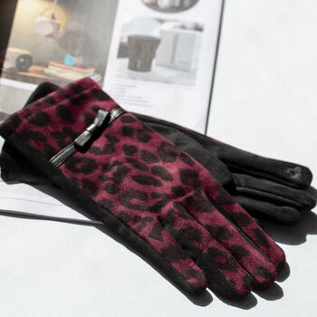 Leopards Suede Soft Fleece Lining Touch Screen Gloves, 6 of 8