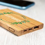 Personalised Floral Wreath Bamboo Power Bank, thumbnail 2 of 4