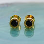 Rose Gold Plated Silver Black Spinel Stud Earrings, thumbnail 2 of 7