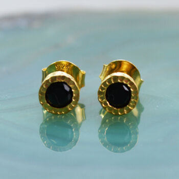 Rose Gold Plated Silver Black Spinel Stud Earrings, 2 of 7