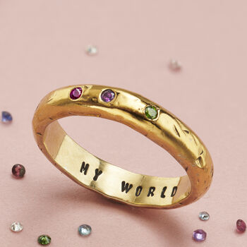 Personalised Textured Confetti Birthstone Ring, 6 of 10