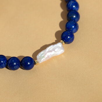 Lapis Lazuli And Keshi Pearl Necklace, 3 of 9