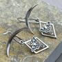 Sterling Silver Crescent Moon Luna Moth Earrings, thumbnail 3 of 9