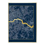 London Triptych Map Screen Prints | Navy And Gold, thumbnail 6 of 6