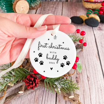 Personalised Pet First Christmas Ceramic Ornament Gift, 5 of 7