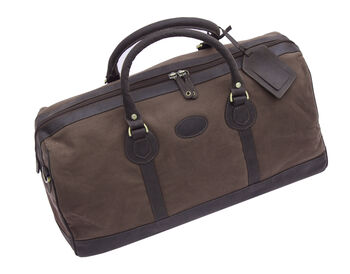 Brown Waxed Canvas And Leather Travel Holdall, 4 of 6