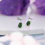 Genuine Jade Pear Stud Earrings In Sterling Silver, thumbnail 6 of 10
