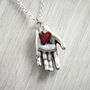 Red Heart In Hand Necklace, thumbnail 1 of 4