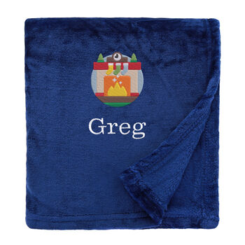 Personalised Cosy Christmas Blanket With Embroidered Winter Fireplace Design, 12 of 12
