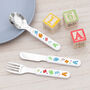 Personalised Colourful Shapes Baby Cutlery Set, thumbnail 7 of 10