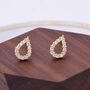 Sterling Silver Droplet Stud Earrings With Cz Crystal, thumbnail 3 of 9