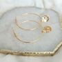 Hammered Disc Gold Plated Hoop Earrings, thumbnail 4 of 5
