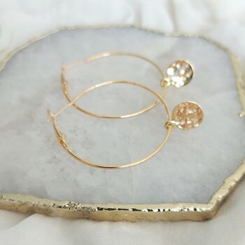 Hammered Disc Gold Plated Hoop Earrings, 4 of 5