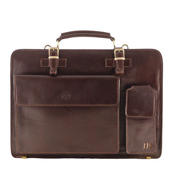 Mens Classic Italian Leather Briefcase. 'The Alanzo', 3 of 12