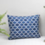 Isabel Feather Cushion, Geometric Blue Pattern, thumbnail 2 of 2