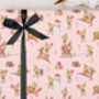 Three Sheets Of Pink Christmas Elf Wrapping Paper, thumbnail 1 of 2