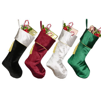 Personalised Luxury Piped Velvet Christmas Stockings, 2 of 4
