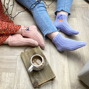 Embroidered Knitted Slipper Socks, 3 of 6