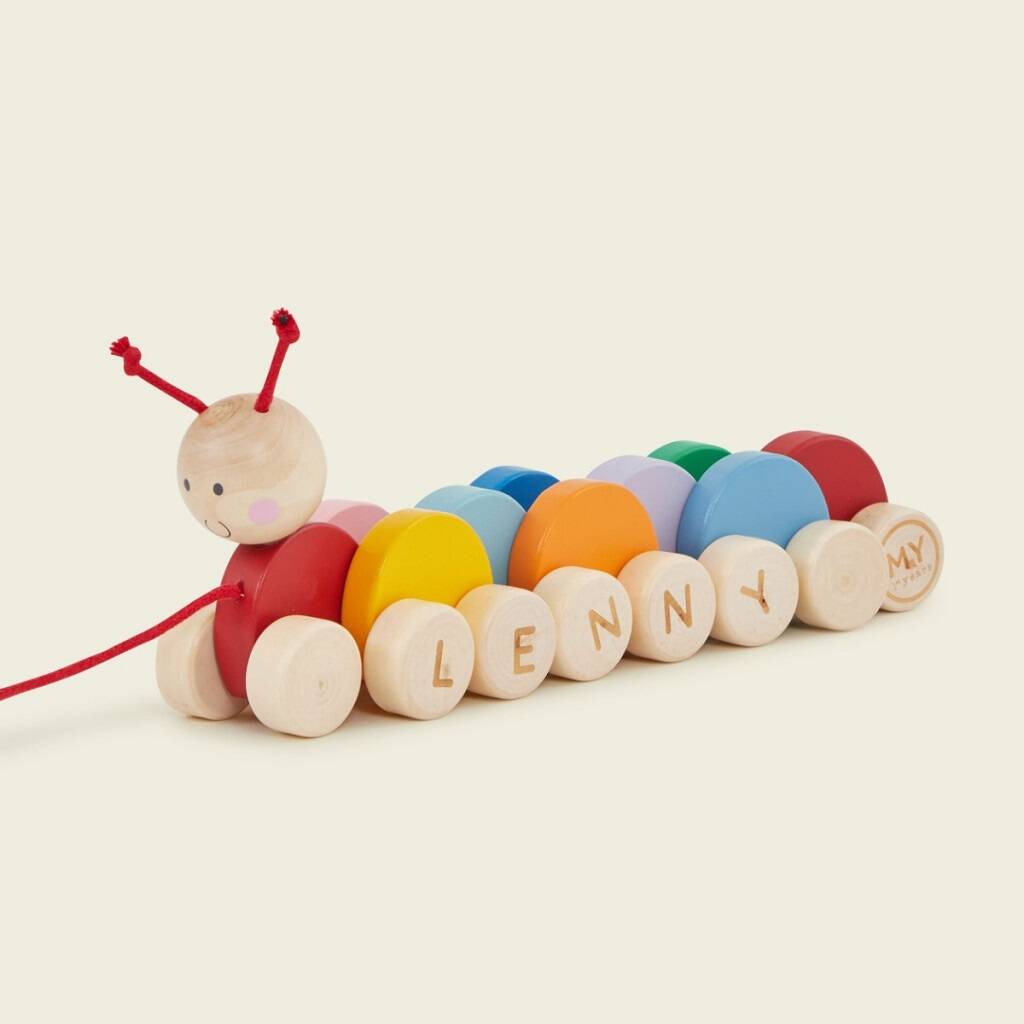 Personalised Colourful Pull Along Caterpillar Toy, 1 of 4