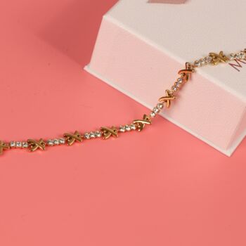 Gemma Xo Crystal Cross Choker Necklace In Gold, 2 of 6