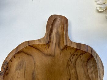 38cm Hand Carved Teak Root Leaf Bowl Wood Serving Dish, 7 of 12