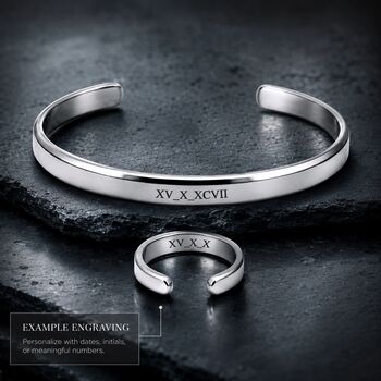 Men's Personalised Titanium Ring And Cuff Set, 5 of 6