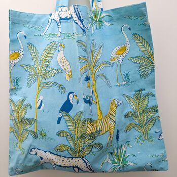 Large Colourful Block Print Tote Bags, Fair Trade Market Shoppers Handmade In India, 3 of 4