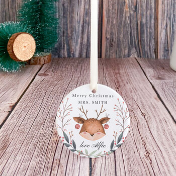 Personalised Merry Christmas Teacher Ceramic Ornament Gift, 6 of 7