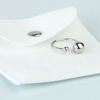 Sterling Silver Ball Detail Open Ring, 3 of 4