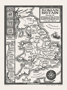 Roman Britain Map Hand Drawn Fine Art Print, 6 of 12